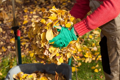 Composting and wood chipping activity in a sustainable rubbish area